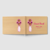 Light Rustic Pink Floral Mason Jar Wedding Gästebuch (Voll)