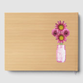 Light Rustic Pink Floral Mason Jar Wedding Gästebuch (Rückseite)