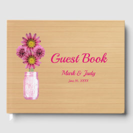 Light Rustic Pink Floral Mason Jar Wedding Gästebuch