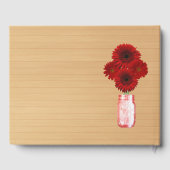 Light Rustic Red Floral Mason Jar Wedding Gästebuch (Rückseite)