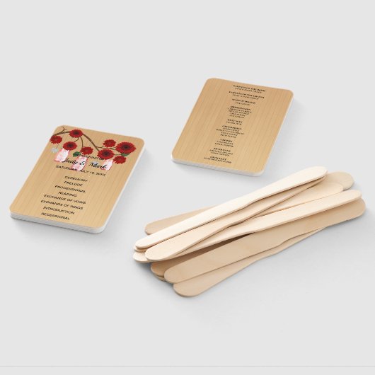 Light Rustic Red Floral Mason Jars Wedding Fächer (Non-assembled)