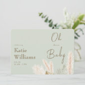 Light Sage Boho Oh Baby Dusche Einladung (Stehend Vorderseite)