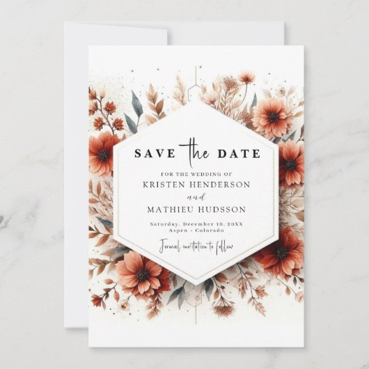 Light Sage Classic Terracotta Wedding Save The Date (Vorderseite)