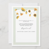 Light Sage Gingham Sunflower Generic Baby Dusche Einladung (Rückseite)