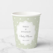 Light Sage Green and White Polka Dots Baby Shower Pappbecher (Vorderseite)
