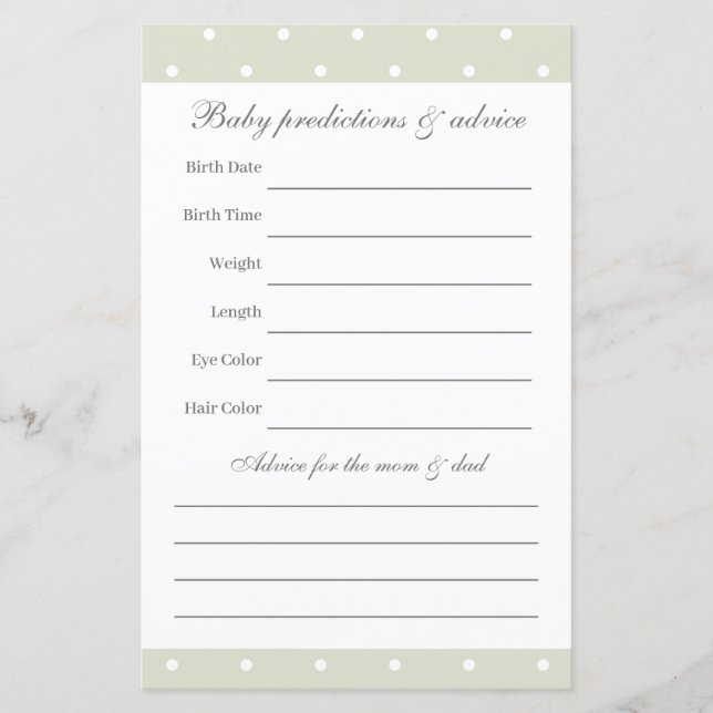 Light Sage Green Baby Shooting Game (Vorderseite)