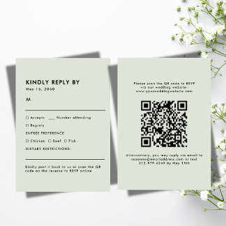Light Sage Green Meal Choice Wedding RSVP Card