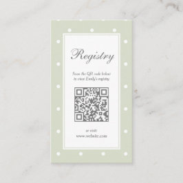 Light Sage Green Polka Dots Baby Dusche Registrier Begleitkarte