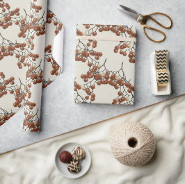 Light sage green Red Peppercorns gift wrapping Geschenkpapier