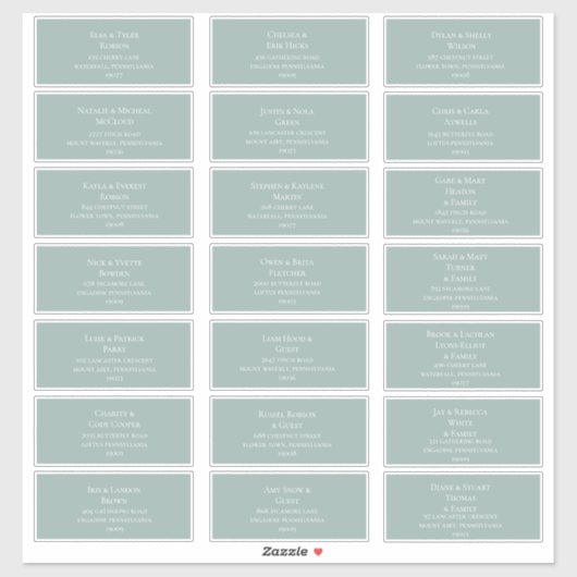 Light Sage Green Wedding Guest Address Labels (Blatt)