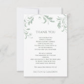 Light Sage Green Wedding Vintag Elegante Wirbel Dankeskarte (Vorderseite)