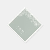 Light Sage Green White Monogram Wedding Napkins Serviette (Ecke)