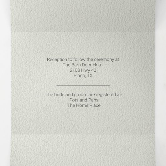 Light Sage mit Elfenbeinbow-Hochzeit Dreifach Gefaltete Einladung (Innenseite Mitte)