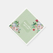 Light Sage mit White Dots und Blume Hochzeit Serviette (Ecke)