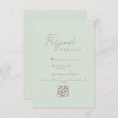 Light Sage Modern Wedding QR Code UAWG RSVP Karte (Vorne/Hinten)
