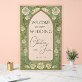 Light Sage Stained Glass Floral Wedding Welcome  Acrylschild (Hochzeit)