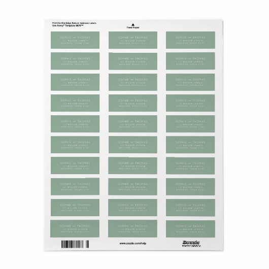 Light Sage Wedding Rücksendeadresse (Vorne)