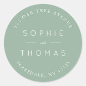 Light Sage Wedding Rücksendeadresse Runder Aufkleber (Vorderseite)