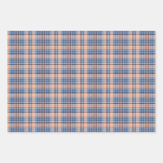 Light Salmon, Marine Blue, Dove Grey... Plaid Geschenkpapier Set (Vorderseite 3)