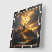 Light Salvation Cross Stairway Mountain John 8:12 Quadratische Wanduhr (Winkel)