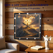 Light Salvation Cross Stairway Mountain John 8:12 Quadratische Wanduhr