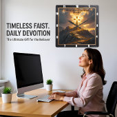 Light Salvation Cross Stairway Mountain John 8:12 Quadratische Wanduhr