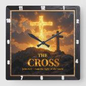 Light Salvation Crosses Mountain Glowing Stone Quadratische Wanduhr (Vorderseite)