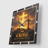 Light Salvation Crosses Mountain Glowing Stone Quadratische Wanduhr (Winkel)