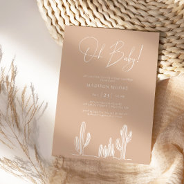 Light Sand Baby Shower Cactus Line Art Desert Einladung