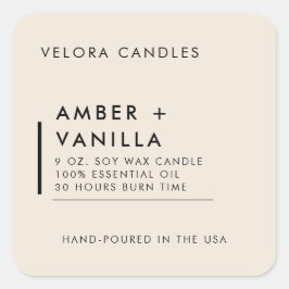 Light Sand Modern Minimalistisch Candle Label Aufk Quadratischer Aufkleber