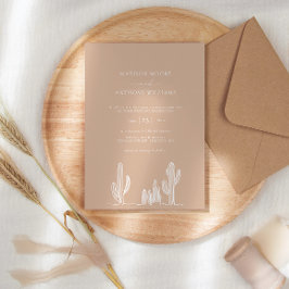 Light Sand Wedding Line Art Desert Cactus Einladung