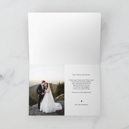 Light Script Foto Wedding Danke Card (Innenseite)