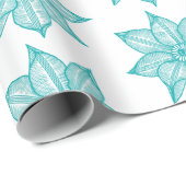 Light Sea Green auf Blume mit weißem Sketch Geschenkpapier (Rolleneckpunkt)