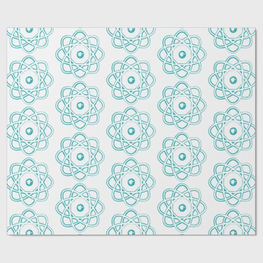 Light Sea Green auf den weißen Atom Symbolen Geschenkpapier (Flach)