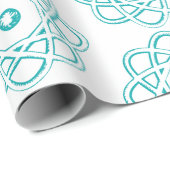 Light Sea Green auf den weißen Atom Symbolen Geschenkpapier (Rolleneckpunkt)