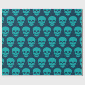 Light Sea Green auf Preußen Blue Skulls Geschenkpapier (Flach)
