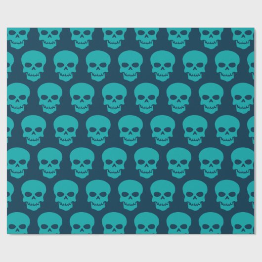 Light Sea Green auf Preußen Blue Skulls Geschenkpapier (Flach)