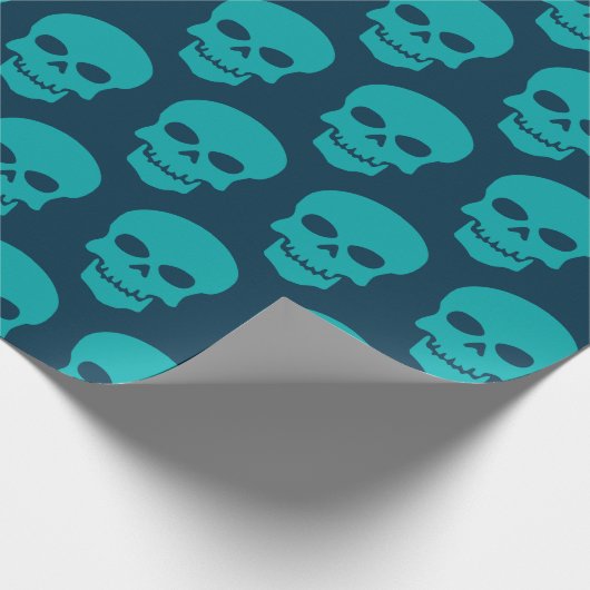 Light Sea Green auf Preußen Blue Skulls Geschenkpapier (Ecke)