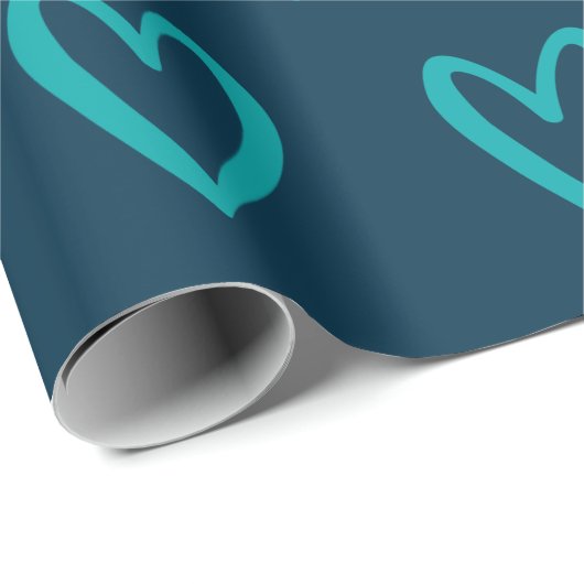 Light Sea Green auf Preußisch Blauen Handgezeichne Geschenkpapier (Rolleneckpunkt)