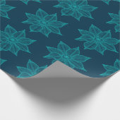Light Sea Green auf preußischen Blue Sketchy-Blume Geschenkpapier (Ecke)