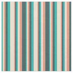 Light Sea Green, Beige, Dunkler Lachs & Schiefergr Stoff