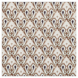 Light Seafoam Green Dunkel Brown Ikat Tribal Muste Stoff