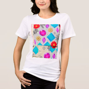 Light Series Pink Blau Gold Gem Muster Tri-Blend Shirt