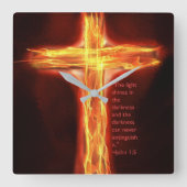 "Light shines" Quadratische Wanduhr (Vorderseite)