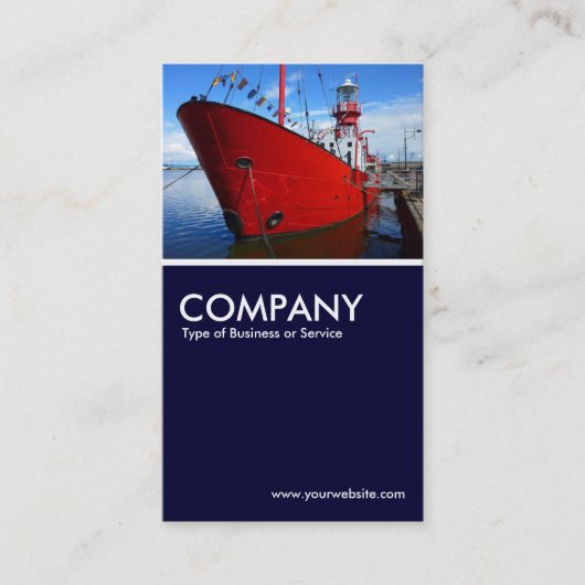 Light Ship, Cardiff Bay - Dunkle Marine Blue Visitenkarte (Vorderseite)