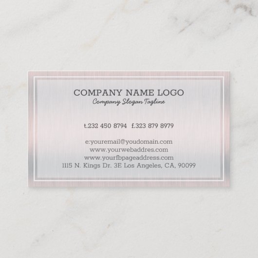 Light silver-gray metallic background visitenkarte (Rückseite)