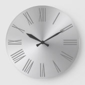 Light Silver Ombre Foil Roman Numerals Große Wanduhr (Vorderseite)