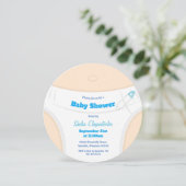 Light Skin & Diaper Blue Baby Dusche Einladung (Stehend Vorderseite)