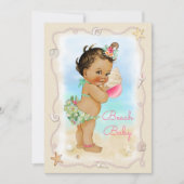 Light Skin Ethnic Conch Muschel Beach Baby Dusche Einladung (Vorderseite)