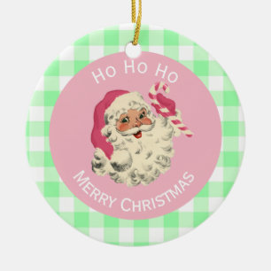 Light Skin Pink Santa Keramik Ornament